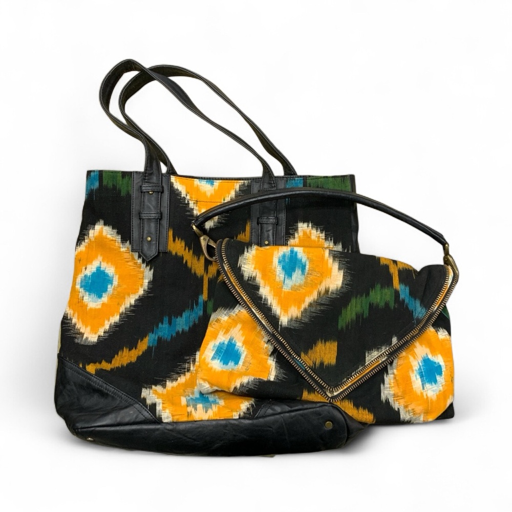 Matt & Nat Stylish Black and Orange Tote and Clutch Set